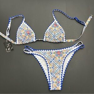BIKINX Womens Swimsuit Sexy Micro Bikini Floral Two Piece Set size Large